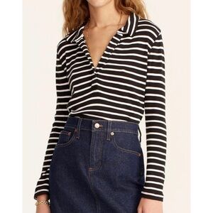 NEW JCREW Ribbed Polo Striped Top